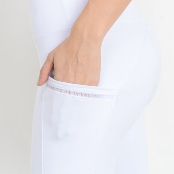 🤍 MONO-B 🤍  White High-Waisted Side Mesh & Slit Leggings - Picture 4 of 5